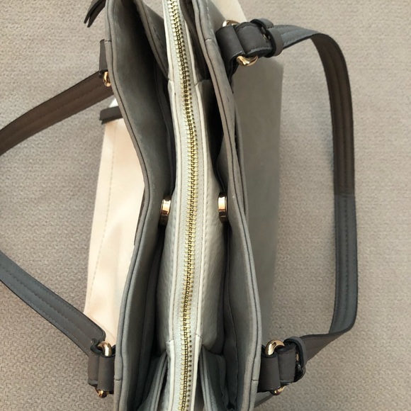 Rosetti gray and cream triple entry satchel, 12” x 10”, hardly used - Picture 5 of 5